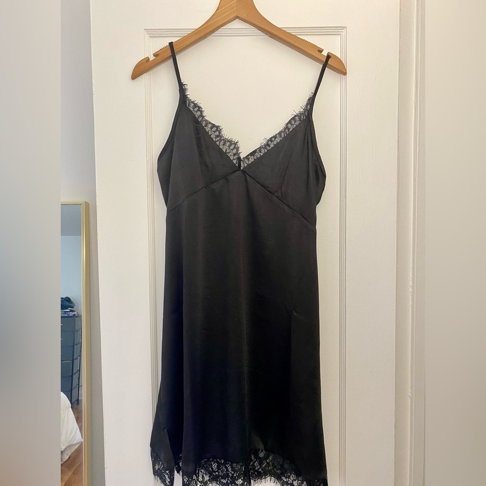 black slip dress